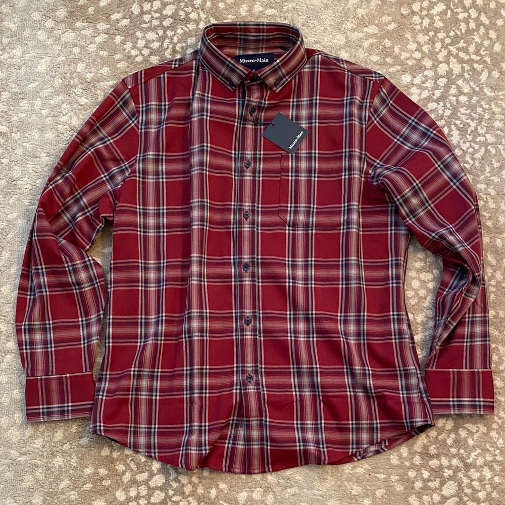 Mizzen+Main Men's Red Plaid Button Down Shirt